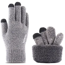 1 пара, высокое качество, толстые теплые перчатки, зима-осень, мужские варежки, уличные перчатки, новые удобные вязаные перчатки, сенсорный экран