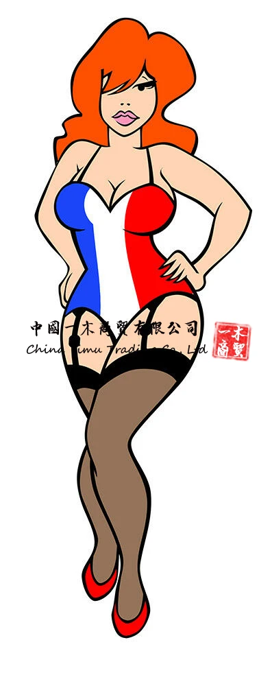 Francia Retro Pin Up Sticker Francaise Sexy Vintage Moto Autocollant Decalcomanie