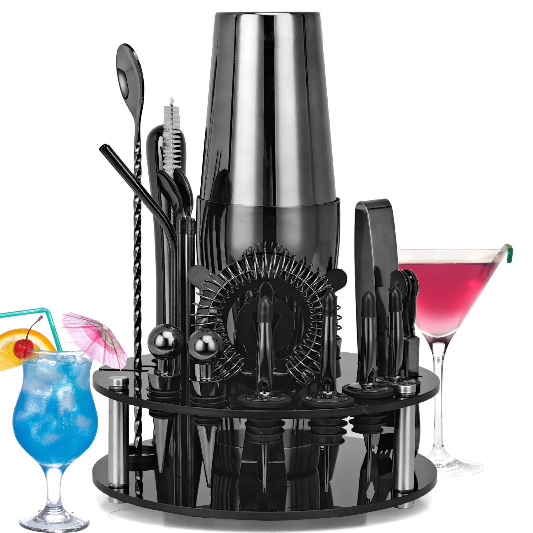 Cocktail Shaker Set with Rotating Stand (K11) 