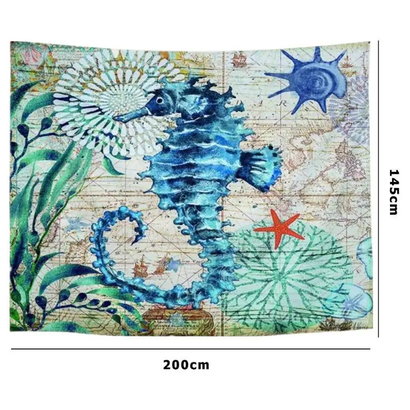 Seahorse Comfortable Mandala Tapestry Square Wall Hanging Blanket Beach Towel Home Bedroom Art Carpet for Home Furnishing Decoration - Цвет: Seahorse