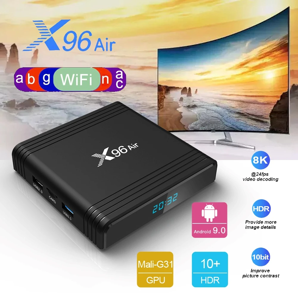 

X96 Air Smart TV Box Android 9.0 Amlogic S905X3 4GB 32GB 64GB Android Tv Box X96Air 1080P 4K 60fps Set Top Box