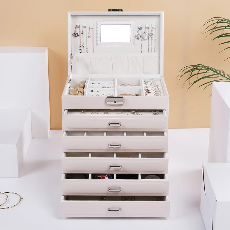  Large Jewelry Box Watch Case Beads Earrings Rings Jewelry Storage Case Leather Trinket Organizer