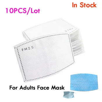 

10Pcs/Lot Mask Filters Anti-Dust Smoke Gas Adjustable Activated Carbon Filter Protection Mask Replaceable Mask Filters