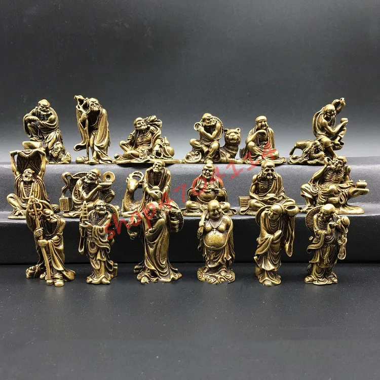 

Pure copper 18 Arhat bronze Buddha small ornaments Buddha statue bronze ware, exquisite crafts, collections