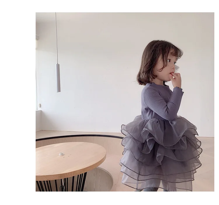 Осеннее Модное бальное платье принцессы в стиле пэчворк с сеткой для девочек; милые вечерние платья-пачки с длинными рукавами для малышей; От 0 до 6 лет