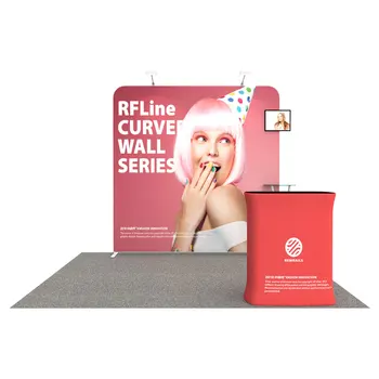 

8*10ft Sraight Tension-Fabric Wave Display Event Trade Show Backdrops Banner with double side printing (only wall)