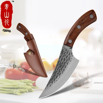 

QING Serbian Kitchen Knife Set High Quality Professional Chef Knife 5mm Thickness Hardness Stainless Steel Meat Cleaver Slicer