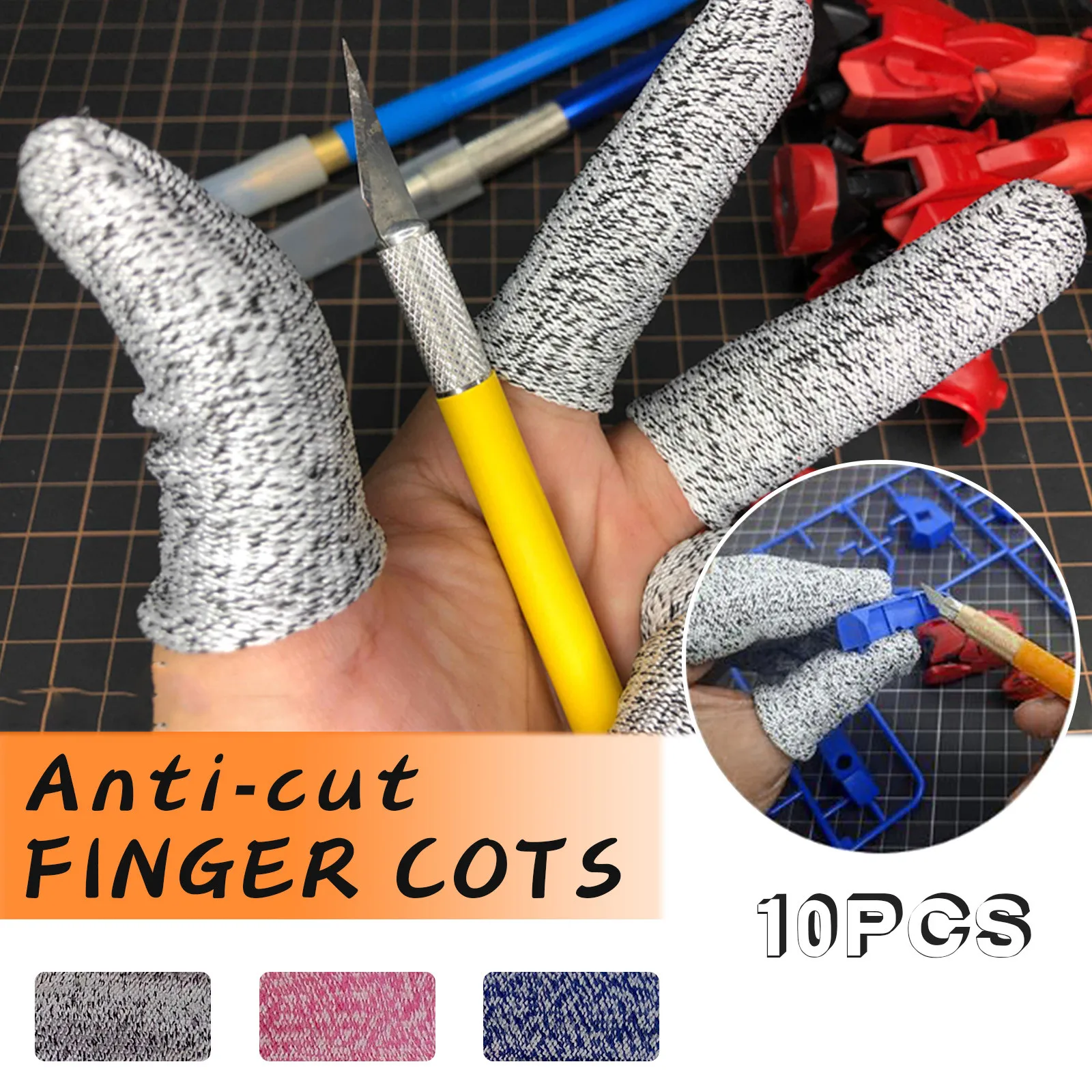 10Pcs/Set Kitchen Anti-cut Finger Cots Thumb Protector Sleeve Flexible Resistant for Work, DIY,Garden, Fingertips Safety Gloves
