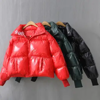 

Fashion Za 2020 women Reflective reflective blazer Women's solid coat Red green black winter waterproof Keep warm