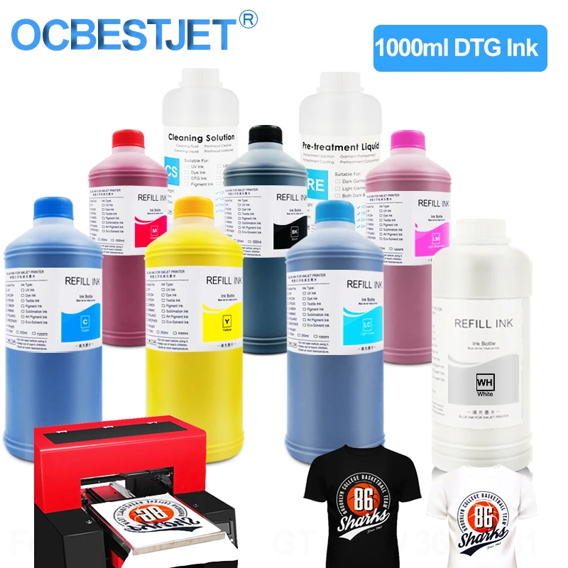 1000 мл чернила DTG текстильные для Epson 1390 1400 1430 R1900 R2000 R3000 DX5 DX6 DX7 DX10 печатающая