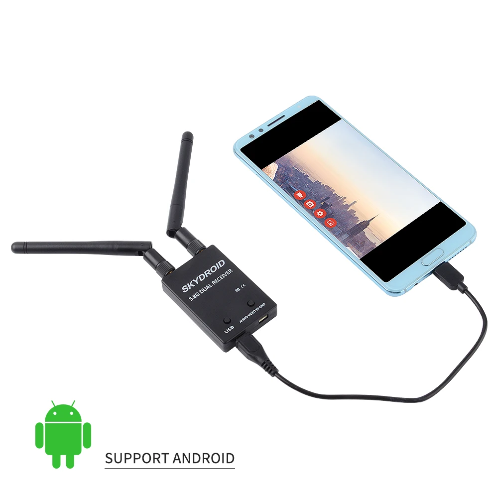 Skydroid UVC двойная антенна управления приемник OTG 5 8G 150CH полный канал FPV с аудио для