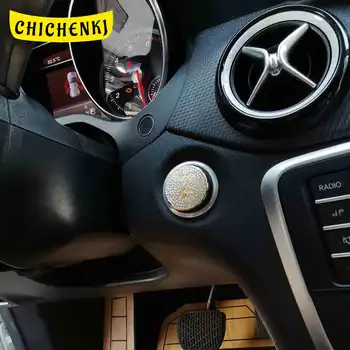 

For Mercedes-Benz GLA-Class X156 CLA C117 Car Rhinestone Engine Start Stop Button Circle Cover Crystal Bling Frame Diamond Trim