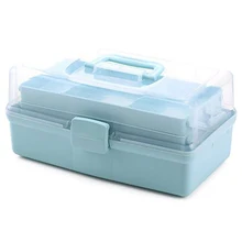 Многофункциональный портативный трехслойный ящик для хранения инструментов игрушки и косметики медицина организации хранения синий S