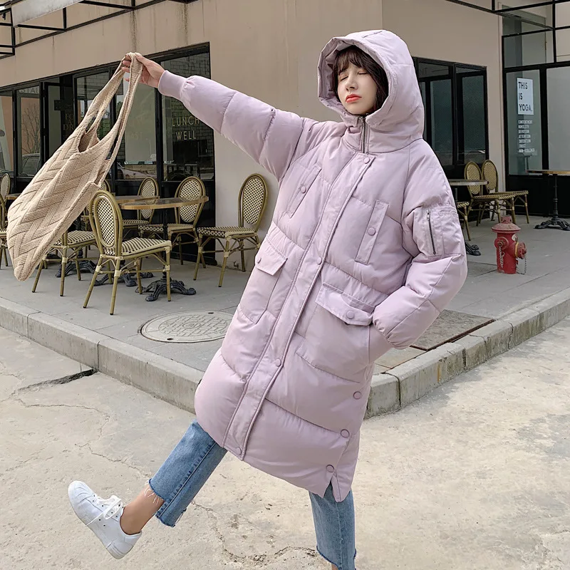

2019 Winter New Style Loose-Fit INS Hooded Coat Students Bread Medium-length down Jacket Cotton-padded Clothes Women's