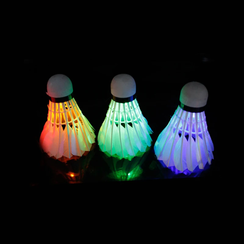 WELKIN Lighting Badminton shuttlecock Dark Night Colorful LED Lighting Sport Badminton Ball Accessories Light Spot Shuttle cock