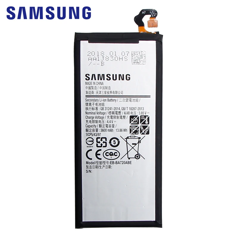 Samsung сменный аккумулятор 3600 мАч EB-BA720ABE для samsung Galaxy A7 версия A720 SM-A720 A720F+ бесплатный инструмент