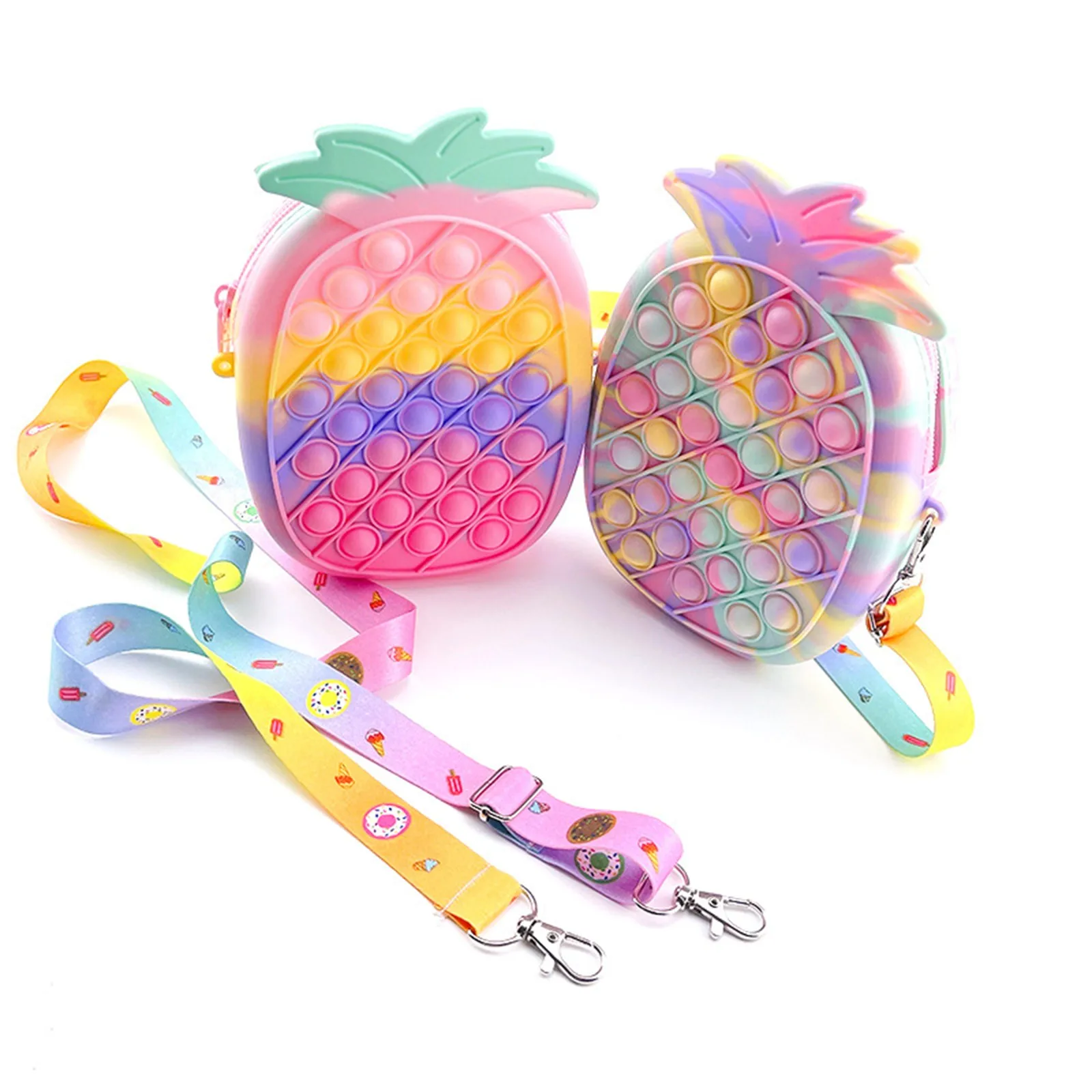 Hot! Cute Rainbow Unicorn Bag Fidget Toys Coin Purse Cosmetic For Kids Girls Pop Bubble Antistress Simple Dimple Storage |