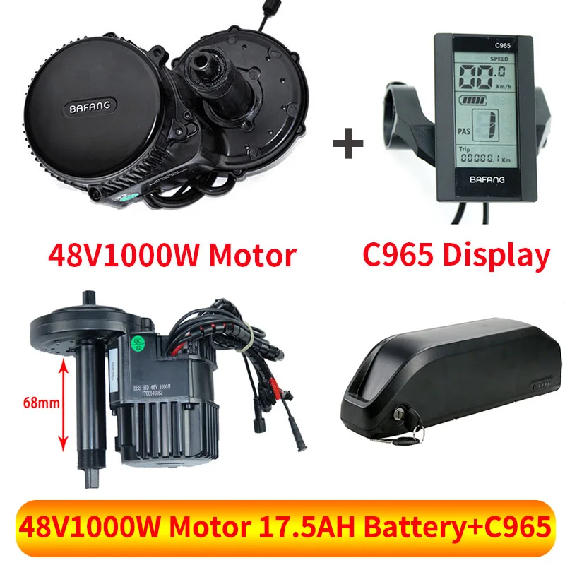 48V1000W 17.5AH C965 Bafang середине приводной двигатель с литиевой Батарея 48V17. 5AH 48V 750W BBS02B BBS02 48V1000W BBS03B BBSHD комплект для переоборудования электрического велосипеда - Цвет: 48V1000W 17.5AH C965