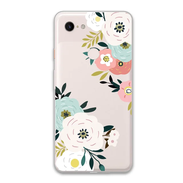 Floral Flower Case For Google Pixel 4 5 3 2 XL Cover for Pixel 3a 4a XL 5G Soft Silicone TPU Shockproof Protect Phone Back Funda W3626