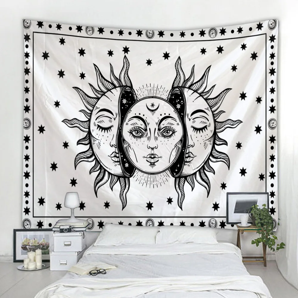 Beautiful psychedelic face printing big wall mounted hippie wall hanging bohemian tapestry mandala art decoratio tapestry decor
