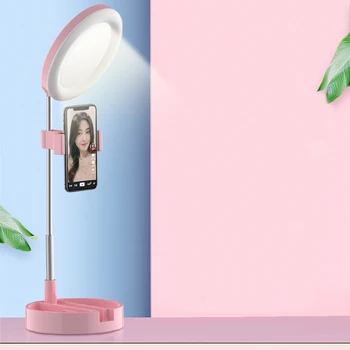 

Mirror Fill Light Ring Lamp Desktop Video Phone Holder Live 5V 1pc Folding