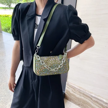 

Women Sequins Handbag Elegant Clutch Classic Texture Delicate Creative Chic Ladies Fashion Travel Chain Shoulder Bag
