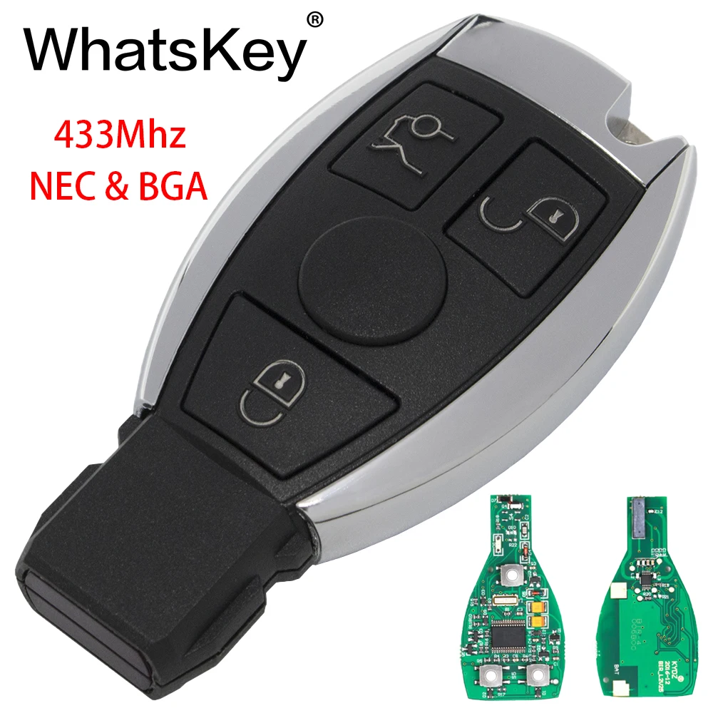 WhatsKey 3 кнопки 433 MHz умный дистанционный ключ для Mercedes Benz 2000 + NEC & BGA Тип замена чипа