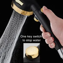 Cabezal de ducha de alta presión con boquilla de chorro presurizado, accesorio ajustable de mano con 3 modos, ahorro de agua, suministros de baño