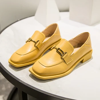 

2020 Low Heel Women Pumps PU Slip-on Women Loafers Metal Buckle Ladies Casual Office Wedding Shoes chaussures femme