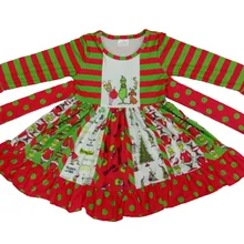 Осеннее платье для девочек детская одежда с длинными рукавами с принтом «Mr. grinch» платье принцессы на бретельках с цветочным рисунком для девочек на день рождения