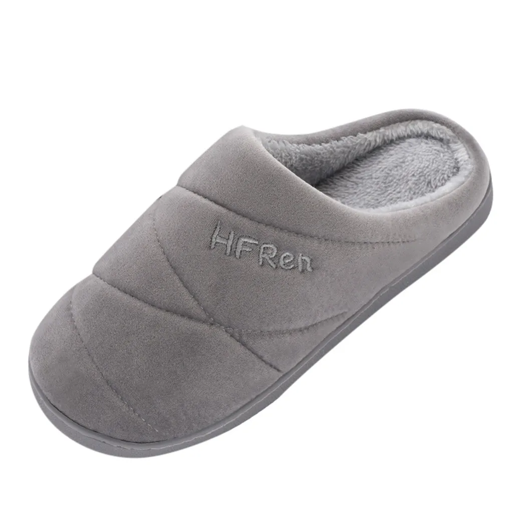 

Fluffy Flock Warm Winter Men's Couples Solid Colors Indoor Man Non-slip Floor Home Slippers Soft Bedroom Shoe chaussure homme