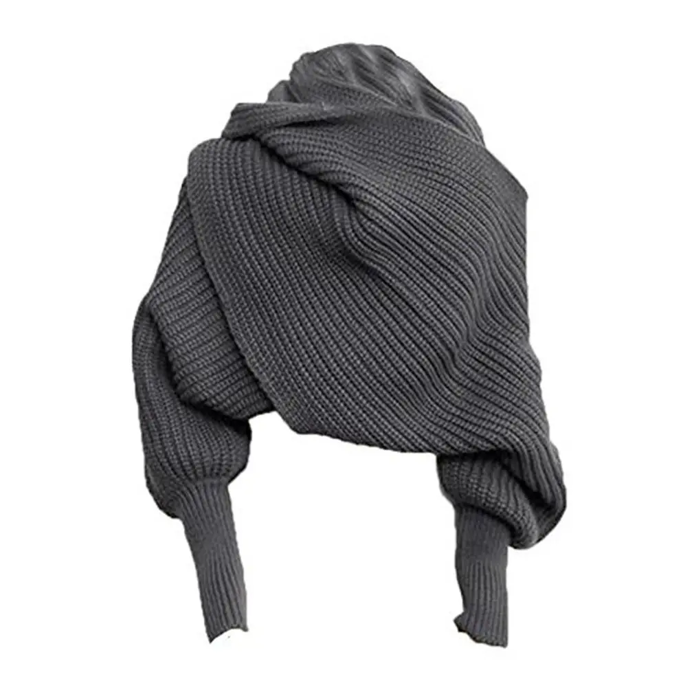 Сохраняющий тепло вязаный шерстяной длинный рукав обертывание однотонный платок обертывание Printe одноцветные шали шарфы для женщин простой женский шарф зима - Цвет: 4