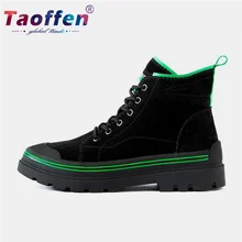 Taoffen/Женская обувь для скейтбординга с высоким верхом из натуральной кожи; нескользящая женская спортивная обувь; повседневные женские уличные кроссовки; Размеры 35-40