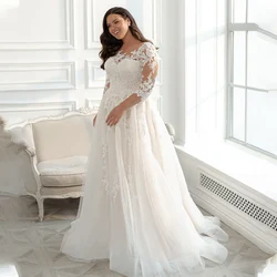 Plus Size Wedding Dress A-Line Sweetheart Floor Length Lace Appliques Charming Pleat Women Big Bridal Gown Vintage Princess