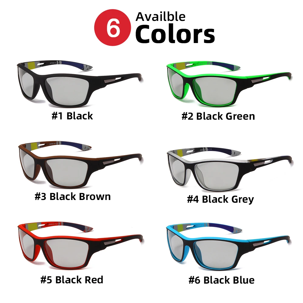 Cycling Photochromic Sunglasses Sports Men 2024 Polarized Red Frame Women Color Changing Goggles Outdoor Climbing Eyewear