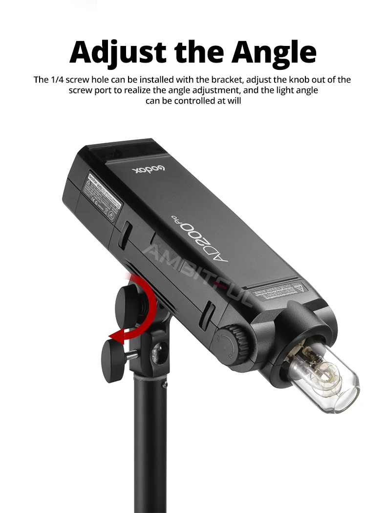 AD-E2 E Holder Bracket with 1/4" Screw On The Top to Hold AD200 AD200PRO AD300P