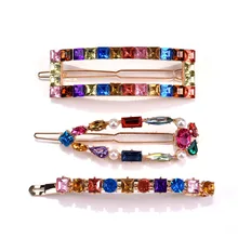 3 шт. цветные стеклянные хрустальные шпильки для волос женские украшения для волос бренд ZA заколки для волос женские квадратные заколки для волос Свадебные Длинные заколки