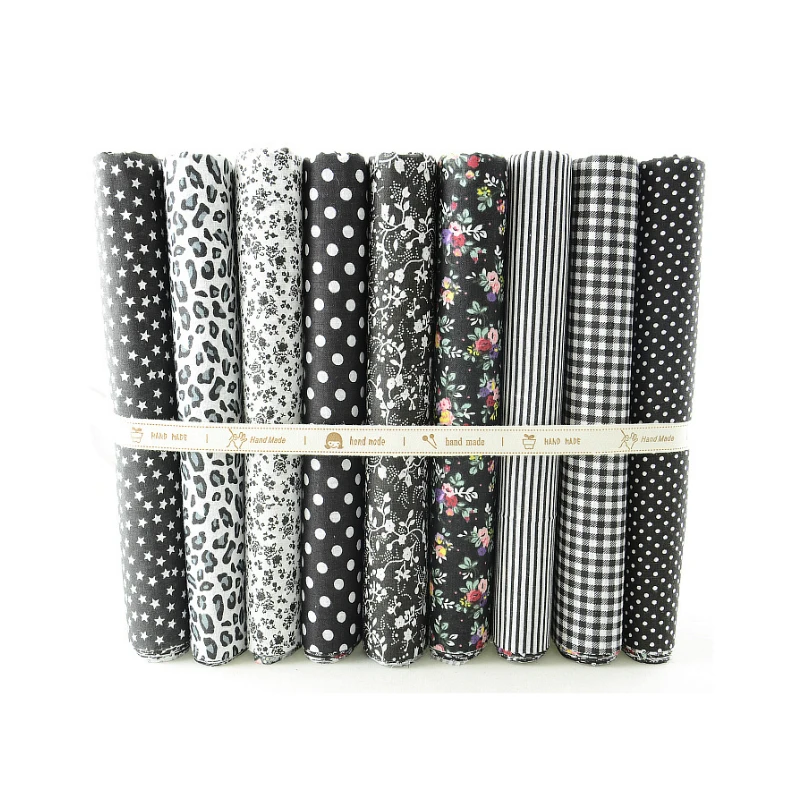 50cmx50cm 9 Designs &quotBlack Set&quot Fat Quarters Bundle Cotton Fabric for Sewing Tolda Scrapbooking Quilting Patchwork Doll W3B5 6|fabric
