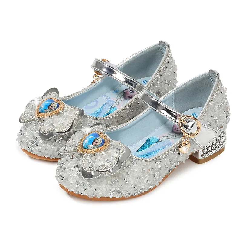 Children Princess Leather Shoes New girls high heels sequin children's shoes small and medium girls princess shoes student shoes