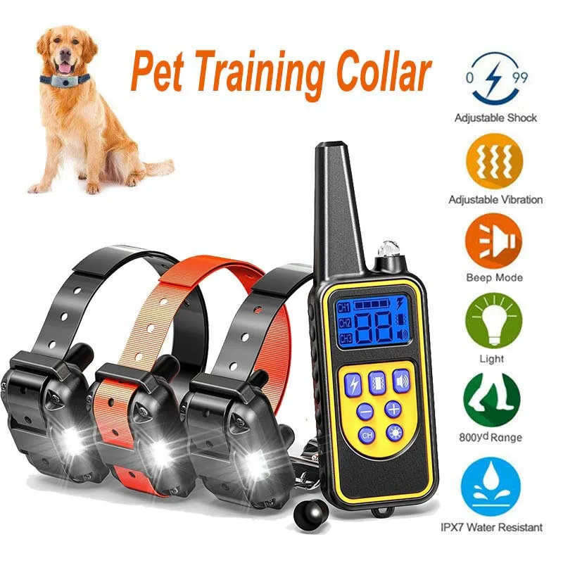 Collar de entrenamiento eléctrico para perro, 800m, impermeable, recargable, con receptor de Control remoto, Entrenamiento de mascotas