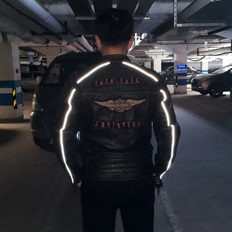 Promo 1220 Read Description! Asian size men's cow leather jacket mens genuine cowhide leather vintage rider jacket