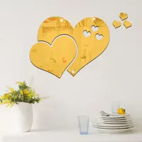 Зеркальные настенные наклейки 3D Сердца 3D Любовь съемный декор искусство Горячая домашняя креативная Фреска