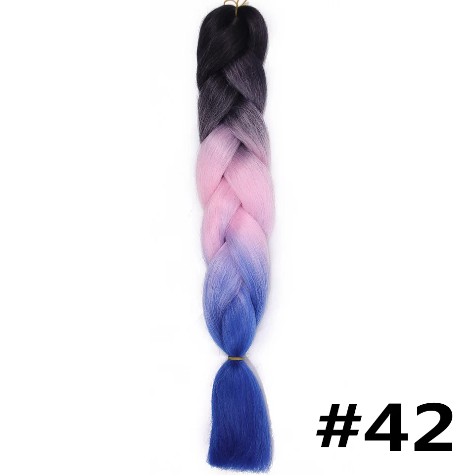 Вязанные крючком плетеные волосы для наращивания, каньялоны для женщин, синтетические цветные Омбре косички, косички для афро-американских Kanikalon - Цвет: 42