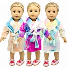 

2021 Baby New Born Fit 18 inch Doll Clothes Accessories Rainbow Nightgown One-piece Dress Suit For Baby Birthday Gift