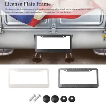 

2Pcs Car Licence Plate Covers Aluminum Alloy Car Auto Vehicles License Plate Frame Tag Cover Holder With Screw Caps Car Styling