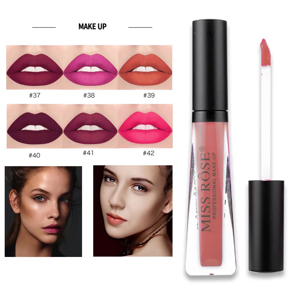 MISS ROSE Make up Lips Gloss Liquid Lipstick Moisturizer Waterproof Moisturizer Lipstick Cosmetic Beauty Makeup Lip Gloss
