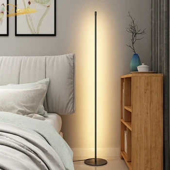 

Mondern Minimalism LED Floor Lamp Vertical Strip Round Stick Wood Floor Light Living Room Atmospheric Floor Lamp Light Fixture