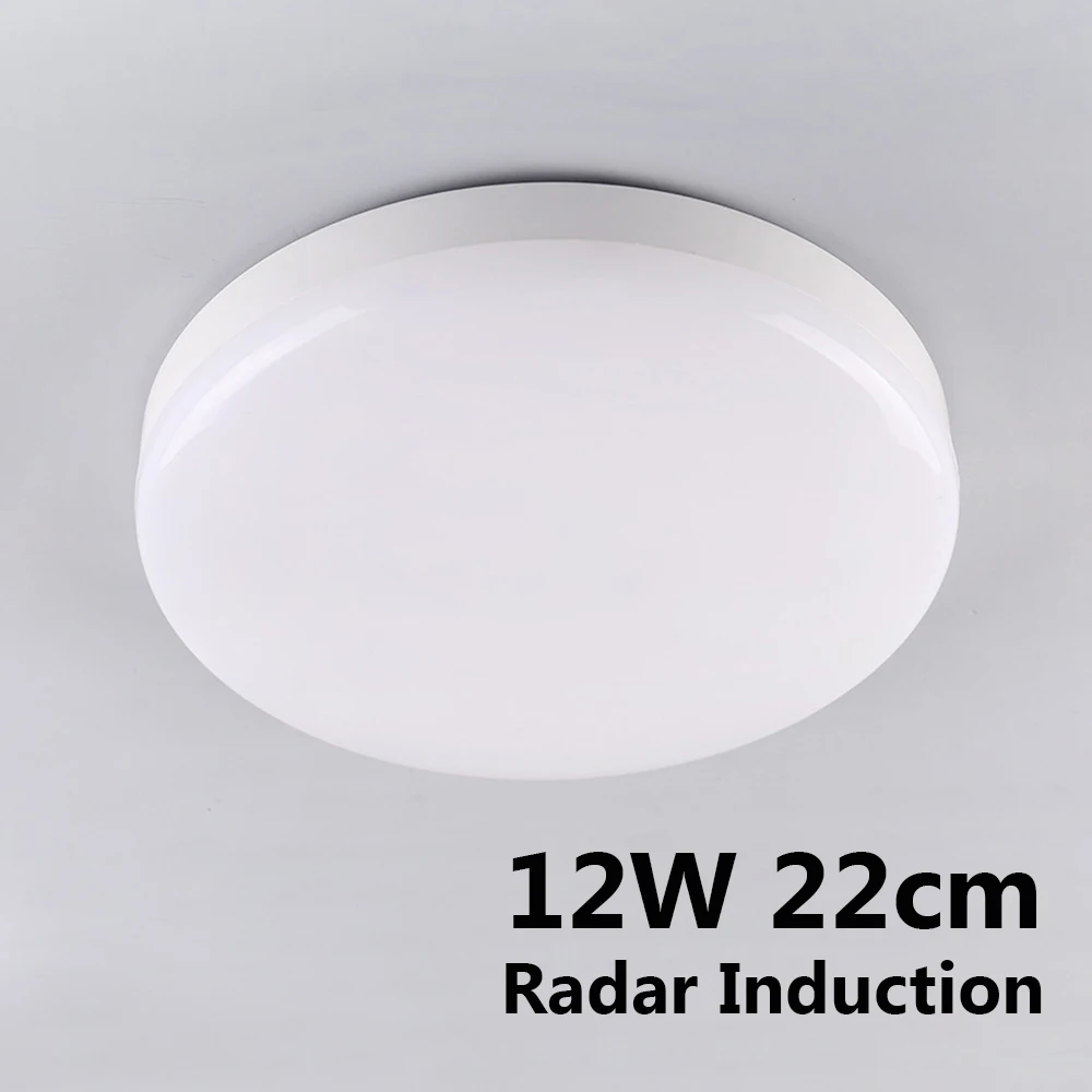 Radar Sensor 12W 1 шт. светодиодный потолочный светильник PIR датчик движения круглые панели 12 Вт 18 Вт потолочный светильник лампы для дома туалет коридор в помещении/на открытом воздухе - Цвет корпуса: Radar Sensor 12W