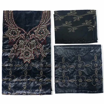 

(3+2+2 Yards) African bazin riche fabric 2020 Black Swiss cotton brode bazin brode high quality nigerian Lace fabrics BL-327