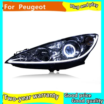 

Car styling LED Headlight For Peugeot 408 led headlights For Peugeot head lamp Angel eye led front light Bi-Xenon Lens xenon H